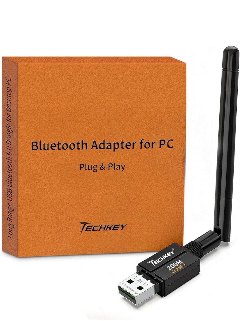 Black Bluetooth Adapter for PC with External Antenna